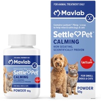 Settle Pet Small Dogs & Cats Strength (75mg lactium® /scoop) – 50g jar of powder – approx 60 doses for a 5kg pet